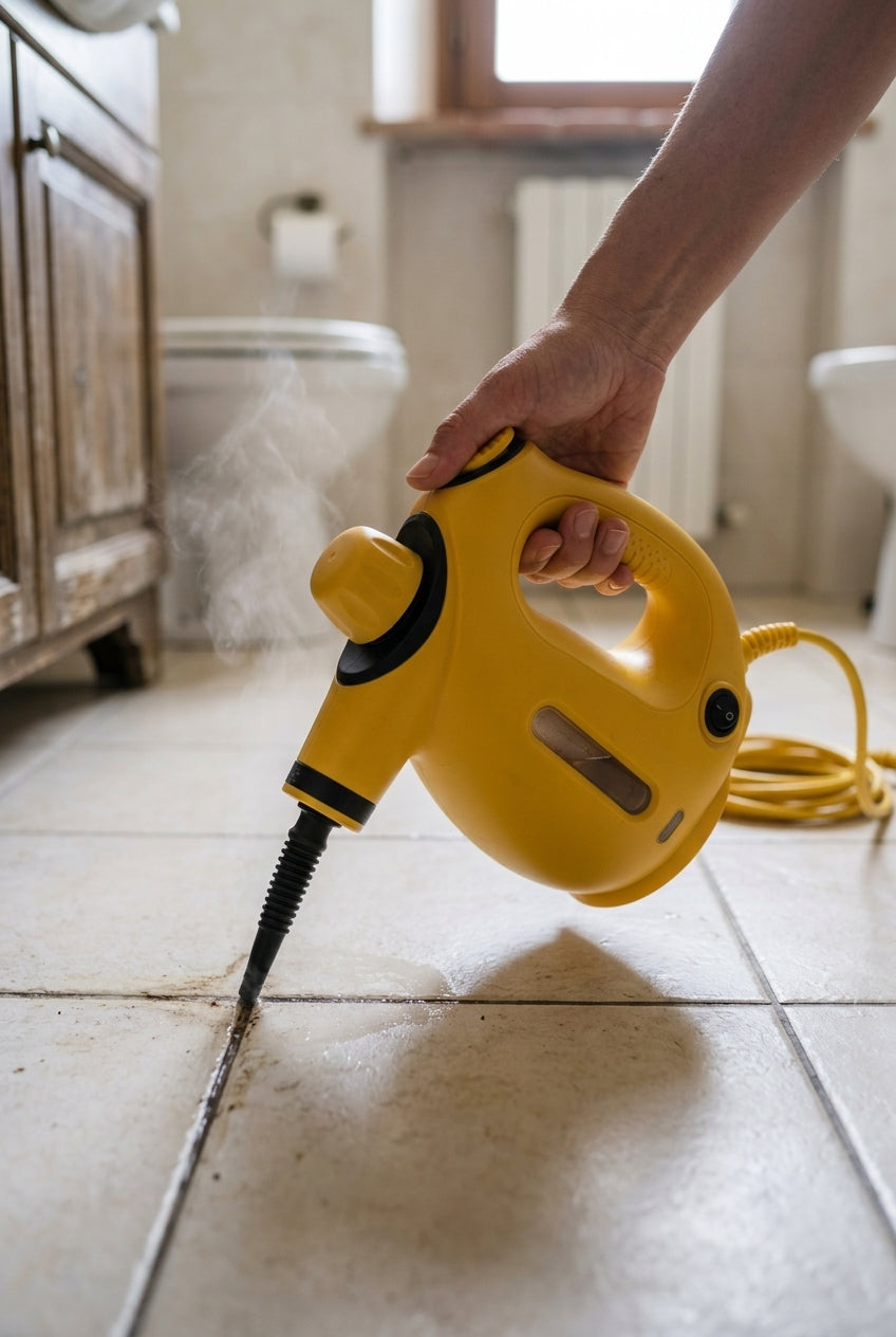 VapoClean in uso su fughe piastrelle bagno