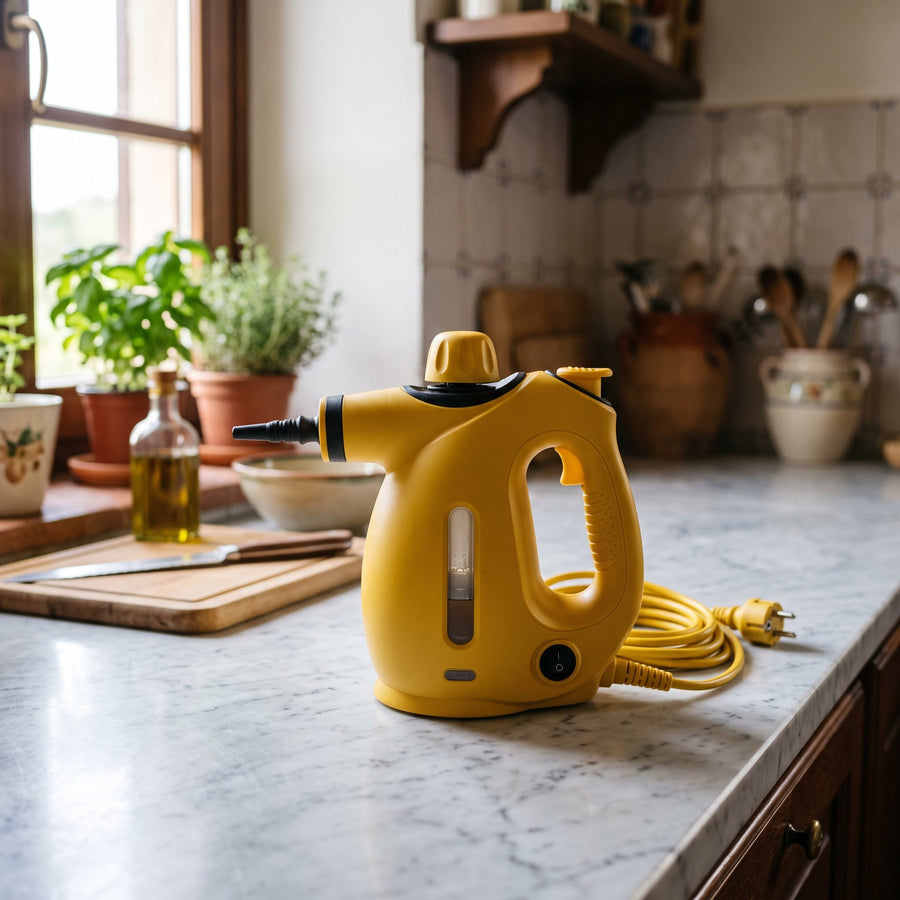 VapoClean pulitore a vapore portatile giallo su piano cucina